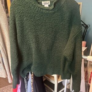 No Restrictions Green Cowl Neck Sweater Plush Comfort